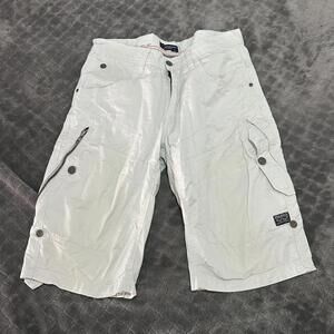 PROJEK RAW Cargo Skater Shorts Men 31 Gray Bermuda Walking Streetwear Y2K White
